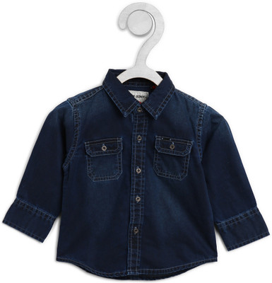 Gini Jony Baby Boys Solid Casual Blue Shirt