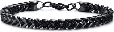 NAKABH Stainless Steel Black Silver Bracelet