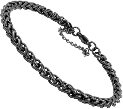 NAKABH Stainless Steel Black Silver Bracelet