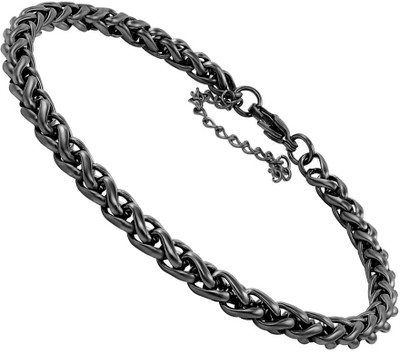 NAKABH Stainless Steel Black Silver Bracelet