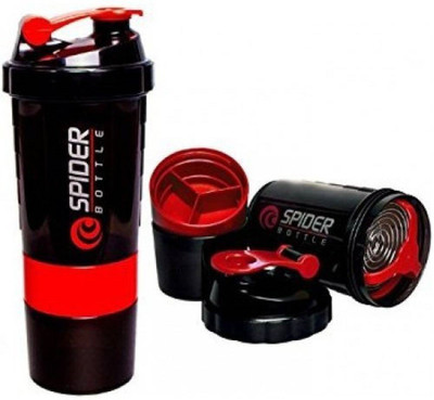 TrendZone Smart Protein Shaker Bottle for gym with 2 Storage Extra Compartment 600 ml Shaker(Pack of 1, Red, Plastic)