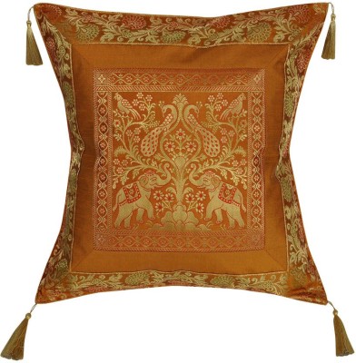 Lal Haveli Silk Cushions & Pillows Cover(45 cm*45 cm, Gold)