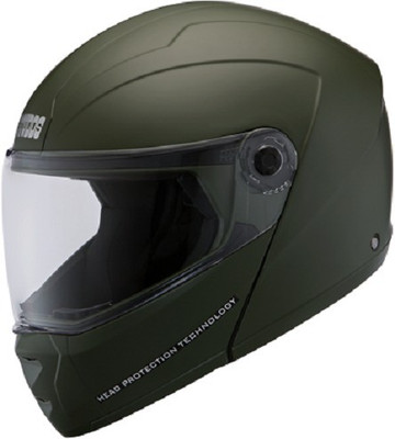 STUDDS NINJA ELITE SUPER FLIP UP HELMET ( MILITARY GREEN L Motosports helmet Motorsports Helmet(MILITARY GREEN)