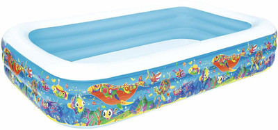 VW Inflatable Deluxe Rectangular Family Pool, Inflatable Swimming Pool(Multicolor)