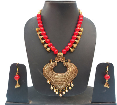 Fashion Factory Metal Gold-plated Red, Gold Jewellery Set(Pack of 1)