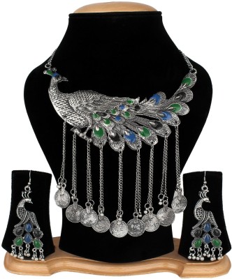 raj enterprises Alloy Black Silver Green, Silver Jewellery Set(Pack of 1)