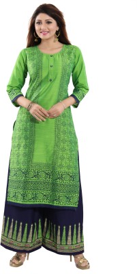 Meher Impex Women Printed Straight Kurta(Green)