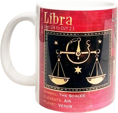 Northland Exclusive Libra Zodiac Sign Round with Glossy finish Ceramic Coffee Mug(350 ml)