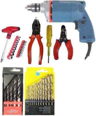 Inditrust Dream Electric Drill machine with High Quality Accessories Combo Power & Hand Tool Kit(6 Tools)