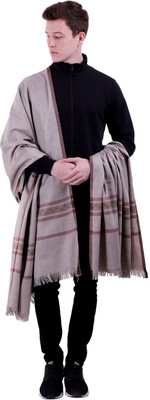 Kashmiri Wool Embellished Men Shawl(Grey)