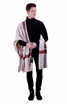 PASHTUSHS Wool Embellished Men Shawl(Grey)