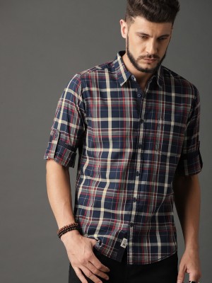 Roadster Men Checkered Casual Blue Shirt