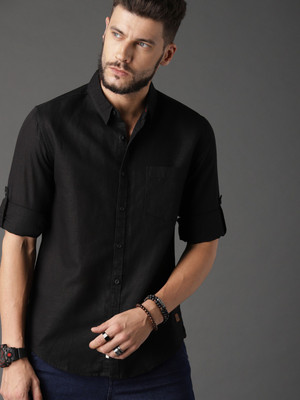 Roadster Men Solid Casual Black Shirt