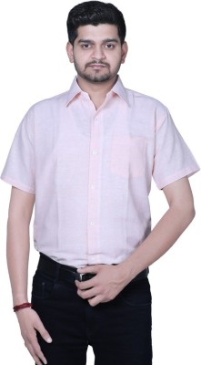 Carmelo Khadi's Men Self Design Casual Pink Shirt