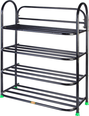 Patelraj Metal Collapsible Shoe Stand(Black, 4 Shelves)