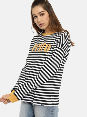 Kook N Keech Printed, Striped Women Round Neck Multicolor T-Shirt