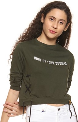 CAMPUS SUTRA Casual Regular Sleeve Printed Women Dark Green Top