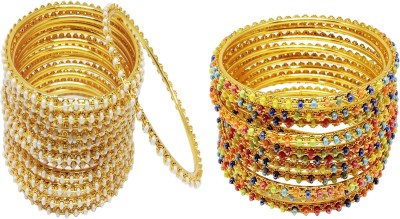 Chrishan Alloy Pearl Gold-plated Bangle Set(Pack of 2)