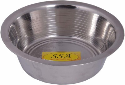 Shivshakti Arts Stainless Steel Serving Bowl SHIV SHAKTI ARTS Handmade Pure Stainless Steel Round Bowl Plane Design Vintage Look Volume= 700 ml :: Set of 1(Pack of 1, Silver)