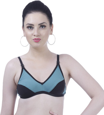 Nutex Sangini Women Full Coverage Non Padded Bra(Light Blue, Black)