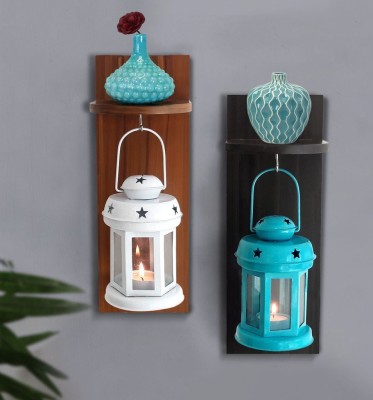 TIED RIBBONS Metal Hanging Lantern And Flower Vase With Shelve Multicolor Iron Hanging Lantern(46 cm X 12 cm, Pack of 6)