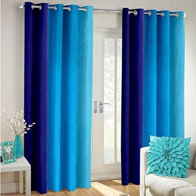 iDOLESHOP 274.5 cm (9 ft) Polyester Room Darkening Long Door Curtain (Pack Of 2)(Plain, Blue)