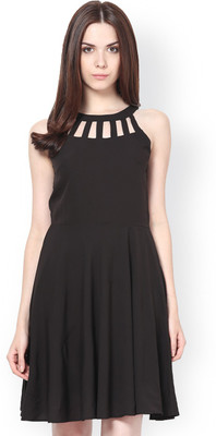 HARPA Women A-line Black Above Knee/Mid Thigh Length Dress