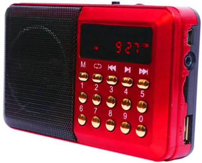 

CRETO Portable Fm Radio Player with Rechargeable Battery Support SD Card & USB FM Radio(Red)
