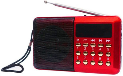 

CRETO Mini Radio Fm with Rechargeable Battery USB/SD Card Player Supports FM Radio(Red)