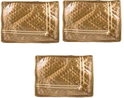 Fashion Bizz Designer Premium Golden Satin Saree Covers Set of 3 Pcs Combo(GOLDEN)