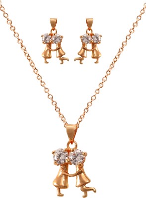 Dharam Enterprises Stainless Steel Rose Gold, White Jewellery Set(Pack of 1)