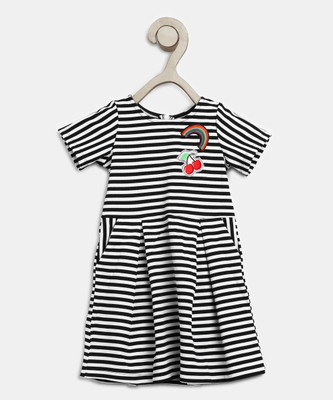 Miss & Chief Girls Midi/Knee Length Casual Dress(Black, Half Sleeve) at flipkart