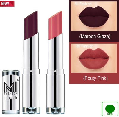 MI FASHION Color Riche Creme Matte Sexy Lipsticks Code no 118(Maroon Rebel,Pouty Pink, 7 g)