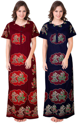 Trendy Fab Women Nighty Set(Multicolor)
