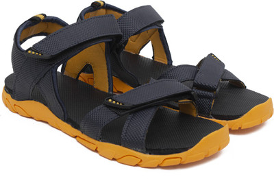 asian Men Sandals(Navy, Yellow , 6)