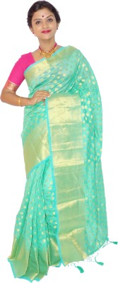 KheyaliBoutique Embellished Banarasi Art Silk Saree(Light Blue)