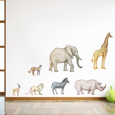 Flipkart SmartBuy 99 cm Wall Decals ' Jungle Wild Animals Family ' Wall Stickers Self Adhesive Sticker(Pack of 1)