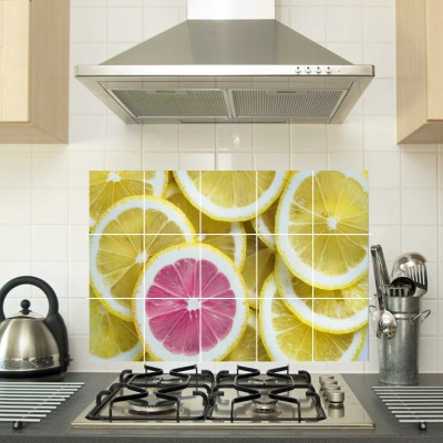 SUDARSHAN STICKER 58 cm Waterproof Kitchen Orange Slices Wallpaper/Wall Sticker Multicolour - Kitchen Wall Coverings Area ( 90Cm X 58Cm ) Self Adhesive Sticker(Pack of 1)