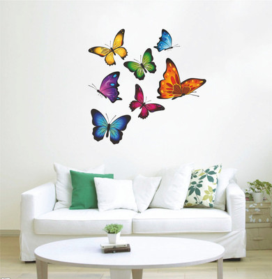 Flipkart SmartBuy 37 cm Wall Decals ' Colorful Butterflies ' Wall Stickers (PVC Vinyl,Multicolour) Self Adhesive Sticker(Pack of 1)