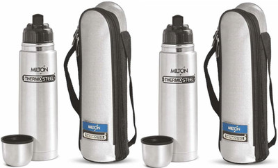 MILTON Thermosteel Flip lid 1000 ml Flask 1000 Flask (Pack of 2, Silver) 1000 ml Bottle(Pack of 2, Silver, Steel)