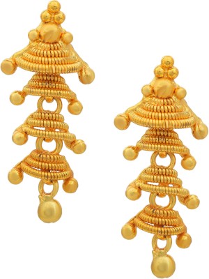 MissMister Gold plated Brass spiral four cap small ethnic Brass Drops & Danglers