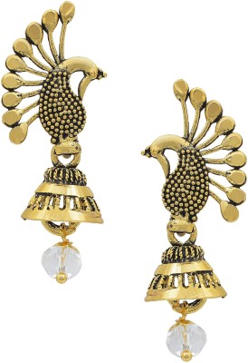 MissMister Gold plated Brass Antique finish look Cubic Zirconia Brass Drops & Danglers
