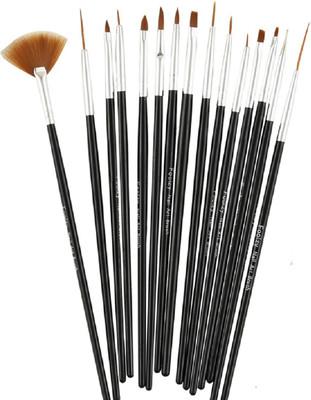 

Foolzy 15 Pieces Nail Art Design Painting Polish Manicure Pedicure Brushes(Black)