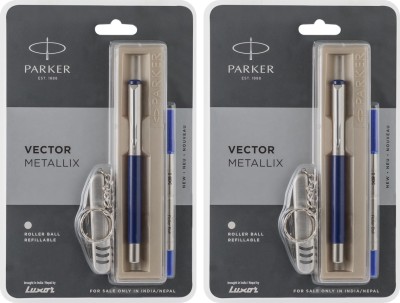 PARKER Vector Mettalix CT ( Swiss Knife ) Roller Ball Pen(Pack of 2, Blue)