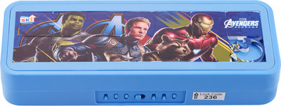 SKI Puzzle Plastic Pencil Box With Puzzle game And Number Lock Avengers Art Plastic Pencil Box(Set of 3, Green)