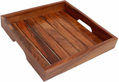 CART OF CRAFTS Indian Rosewood Sheesham Handmade and Handcrafted Serving Tray (11 x 11 Inches) Tray