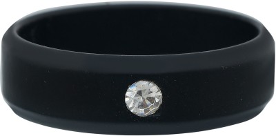 Dzinetrendz Brass Black Rhodiumplated Single Solitaire CZ Fingerring Brass Cubic Zirconia Rhodium Plated Ring