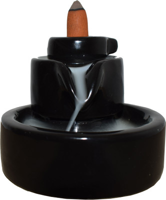 Puja N Pujari Shiva Lingam Backflow Cone Incense Holder Decorative Showpiece for Home Decor (Ceramic, Black) Decorative Showpiece  -  13 cm(Clay, Black)