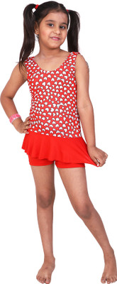 THE MORNING PLAY premium Swimming Costume for Girls Baby Girls RED Printed Printed Girls Swimsuit
