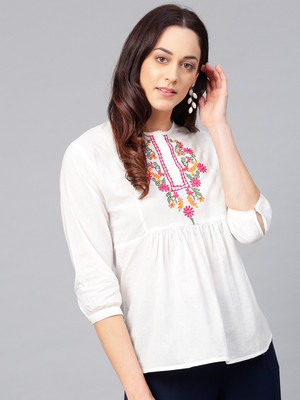 Bhama COUTURE Casual 3/4 Sleeve Printed Women Multicolor Top